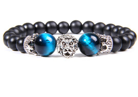 Natural Sapphire Blue Tiger Eye Gem Bead Bracelet Lion King Beaded Jewelry