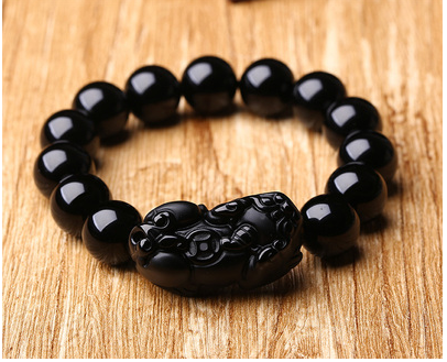 Natural pure black gold black obsidian bracelet men's women's section beads beads bracelets couple hand jewelry
