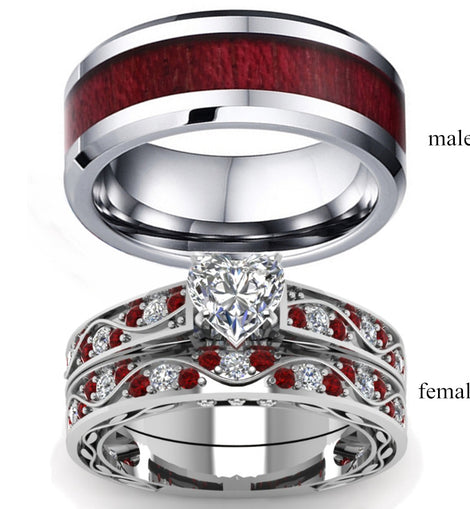 Zircon Women's Rings European And American Fashion Men's And Women's Combination Couple Rings - AMJ Jewelry & Watches Web Store