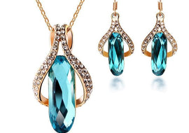 Gold-plated Small Semi Precious earrings pendant set