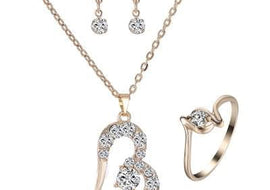 Heart Pendant Jewelry Set Rhinestone Jewelery