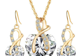 Heart-shaped faux austrian crystal zircon earrings