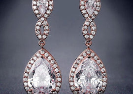 Bridal Banquet Drop-shaped Earrings With AAA Zircon