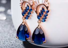 Sapphire Party Ball Feminine Earrings Stud Earrings Elegant Gift Set Explosion Classic - AMJ Jewelry & Watches Web Store