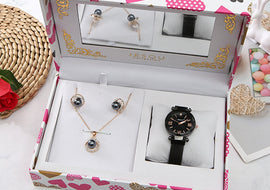 Three-piece Quartz Watch Necklace Stud Earrings Birthday Gift - AMJ Jewelry & Watches Web Store