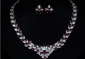 Zircon Flower Stud Necklace Set - AMJ Jewelry & Watches Web Store