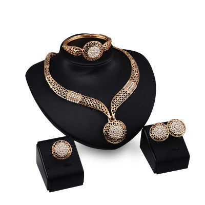 Necklace earrings ring jewelry four piece set - AMJ Jewelry & Watches Web Store