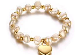 Titanium steel ball freshwater pearl handmade bracelet - AMJ Jewelry & Watches Web Store