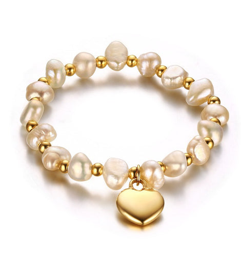 Titanium steel ball freshwater pearl handmade bracelet - AMJ Jewelry & Watches Web Store