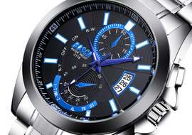 Steel band calendar sports waterproof large dial