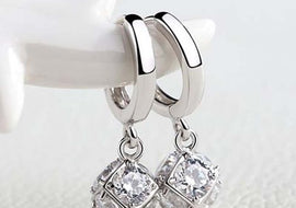 S925 Sterling Silver Earrings, magic square ear buckle, Japan, Japan, Japan, Japan, Japan and Japan - AMJ Jewelry & Watches Web Store