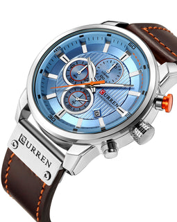 Men Waterproof Chronograph Sport Military Male Clock Top Brand Luxury Leather Man Wristwatch - AMJ Jewelry & Watches Web Store
