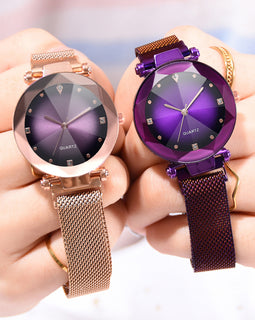 New Fashion Women Mesh Magnet Buckle Starry Sky Watch - AMJ Jewelry & Watches Web Store