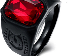 Vintage Red Stone Black Ring For Men Women Punk Gothic Style Male Finger Jewelry Gift Wholesale - AMJ Jewelry & Watches Web Store