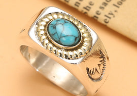 Sterling Silver Turquoise Band Takahashi Ring - AMJ Jewelry & Watches Web Store